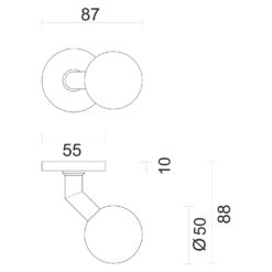 HDD Pro BS50 deurknop - Technische tekening