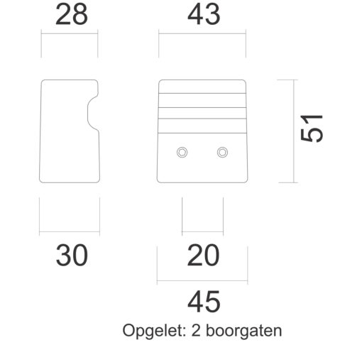 Hdd Pro deurgreep X-Treme zwart - Technische tekening