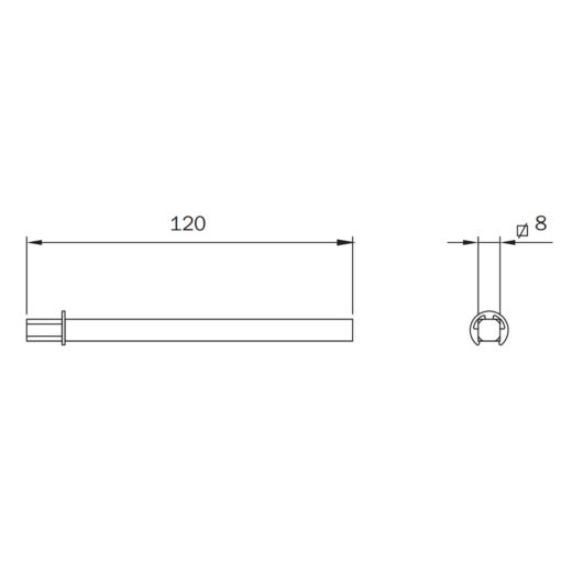 Iseo 947880 verlengde krukstift voor panieksluitingen - Technische tekening