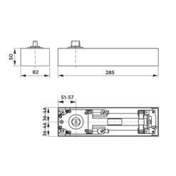 Dorma BTS 75 vloerpomp - Technische tekening