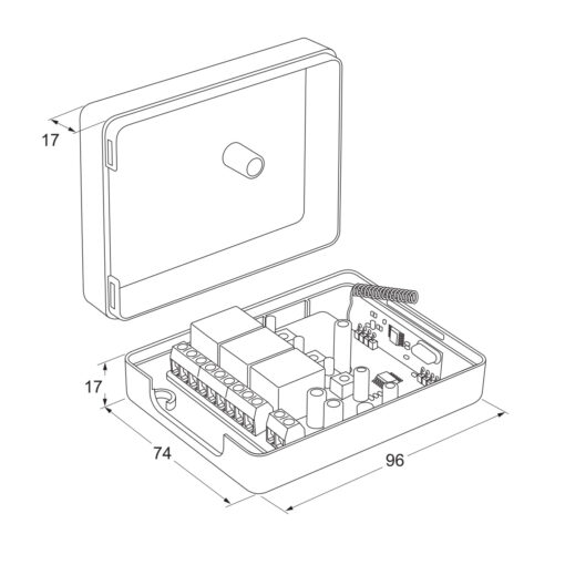 Maasland R123 3-kanaals ontvanger - Technische tekening