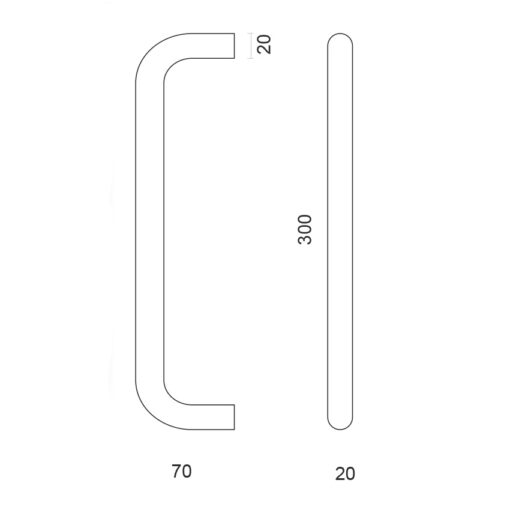 HDD U mat brons - Technische tekening