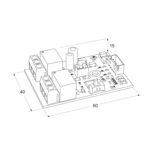 Maasland PMS1224 signaleringsprint voor voeding en accu - Technische tekening