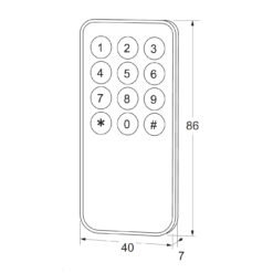 TCR86 afstandsbediening - Technische tekening