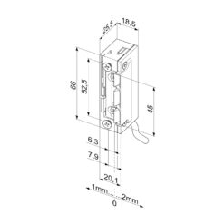 EffEff 118W.13-----A71 Waterbestendige elektrische deuropener - Technische tekening