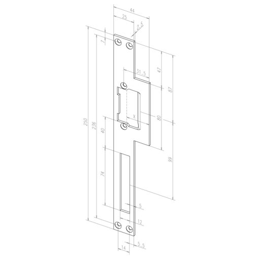 EffEff -------16502-04 sluitplaat voor elektrische deuropener - Technische tekening
