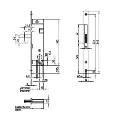 Wilka 1436 haakslot - Technische tekening