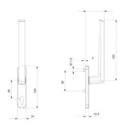 Maco HS12 binnenzijde PZ - Technische tekening