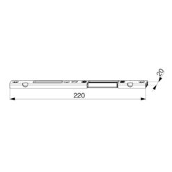 Maco sluitplaat voor A-TS met magneet 220 x U20X8 - Technische tekening