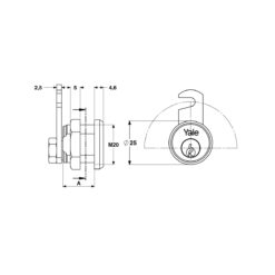 Yale 895 camcilinder - Technische tekening