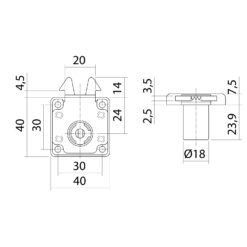 Huwil meubel haakslot type 0192 - Technische tekening