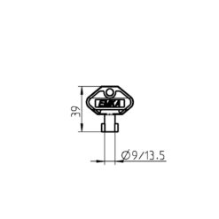 [1004-37] Sleutel voor bediening vierkant 6, polyamide GF zwart - 2 - Technische tekening