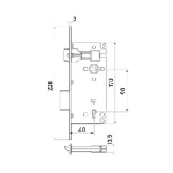 AGB Baardslot 90-40 - Technische tekening