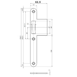 BKS B-90000-55 Sluitplaat met Lap | Inox | Rechts of links | F24 | Afgerond - Afbeelding 2