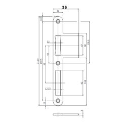 BKS sluitplaat B-9000 Lap 36 - Technische tekening