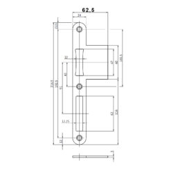 BKS sluitplaat B-9000 Lap 62.5 - Technische tekening