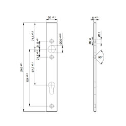 Dieckmann D320 veiligheidsbeslag voor 8001-reeks Sobinco - Technische tekening