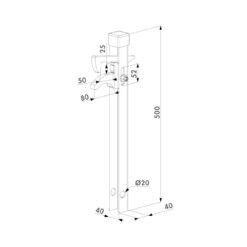 Locinox ABK poortvanger warmbad gegalvaniseerd - Technische tekening