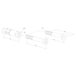 Locinox WALL-FIX bevestigingsset voor slotvangers in muur - Technische tekening