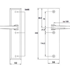 Dieckmann Alpha D7003BL veiligheidsbeslag breed blind - Technische tekening