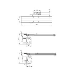 GU OTS 430 deurpomp met standaard schaararm - Technische tekening