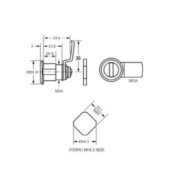 Euro-Locks Schroefcilinder met hevel B826 - Technische tekening