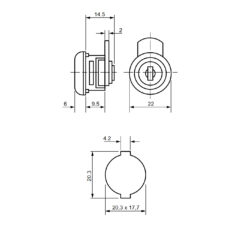 Euro-Locks Schroefcilinder met hevel F143 - Technische tekening