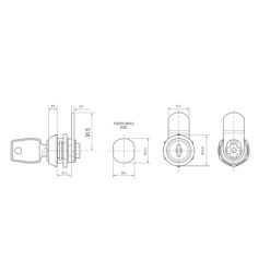 Euro-Locks Schroefcilinder met hevel F298 - Technische tekening