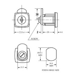 Euro-Locks Schroefcilinder 1345 met hevel | Bodylengte 20mm - Afbeelding 2