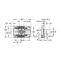 Junie 8520.00002 meubelslot - Technische tekening