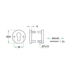 Artitec 27245 paar cilinder rozetten Klasse 3 met nokken - Technische tekening