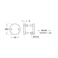 Artitec 27248 paar blinde rozetten Klasse 3 met nokken - Technische tekening