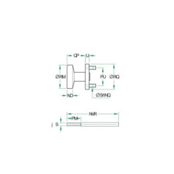 Artitec 96160-4R vlakke wisselknop RVS - Technische tekening