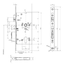 EffEff Mediator elektromechanisch slot voor brede stijlen - Technische tekening