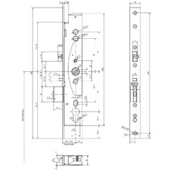 EffEff Mediator elektromechanisch slot voor smaldeuren - Technische tekening