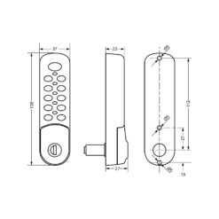 Euro-Locks Zenith 3780 - Verticaal - Zilver - Technische tekening