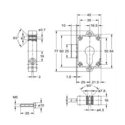 Junie 7407.25002 kastslot PZ - Technische tekening