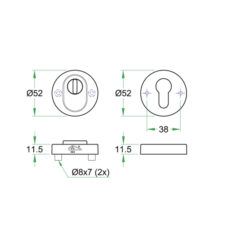 Artitec veiligheidsrozet SKG3 met kernbescherming - Zwart - Technische tekening
