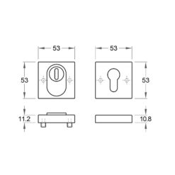 Artitec Quattro veiligheidsrozet vierkant - Zwart - Kernbeveiliging - Technische tekening
