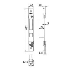 Iseo sluitplaat voor aluminium 038711 - Technische tekening