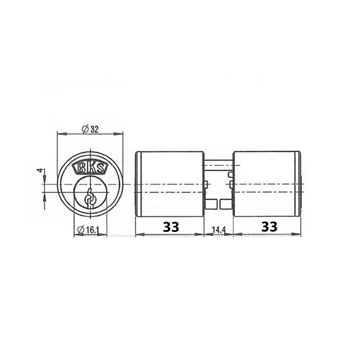 BKS detect3000 rondcilinder type 3107 33-33 - Technische tekening