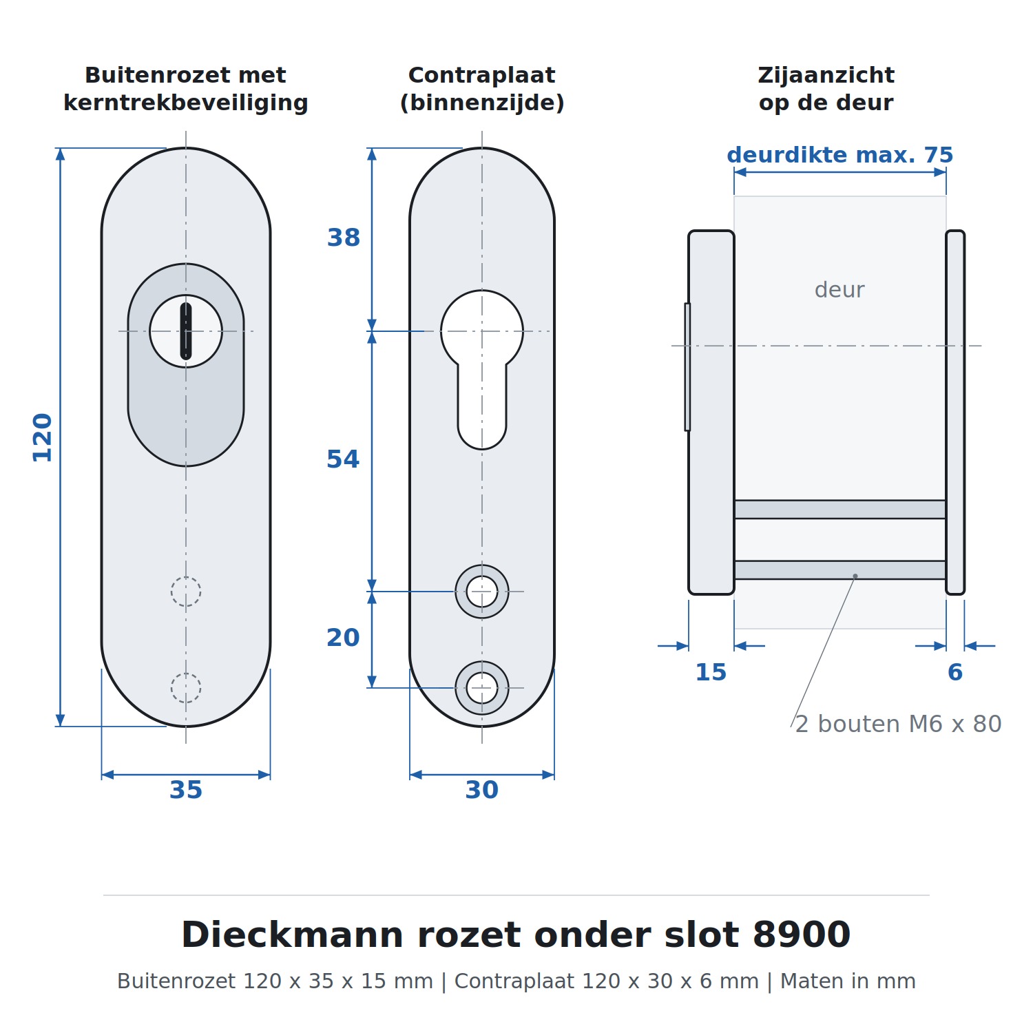 Dieckmann rozet onder slot 8900 - Technische tekening