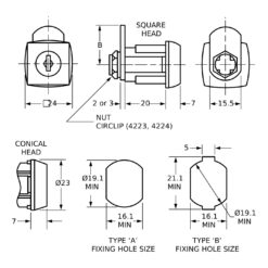 Euro-Locks 0806 schroefcilinder 20 mm - Technische tekening