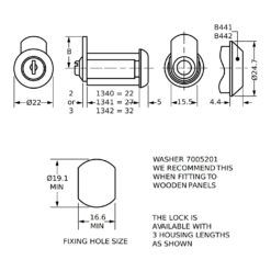 Euro-Locks 1342 schroefcilinder 32 mm - Technische tekening