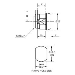 Euro-Locks 1362 schroefcilinder 11 mm - Technische tekening