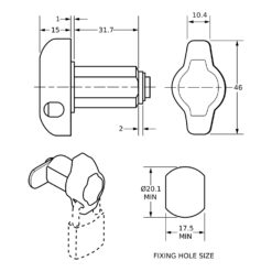 Euro-Locks 4452 hangslotsluiting 31,7 mm - Technische tekening