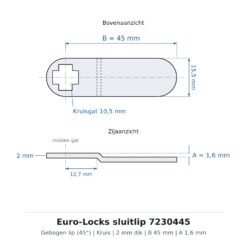 Euro-Locks sluitlip 7230445 - Technische tekening