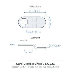 Euro-Locks sluitlip 7231231 - Technische tekening