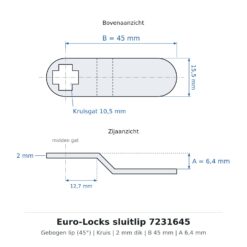Euro-Locks sluitlip 7231645 - Technische tekening