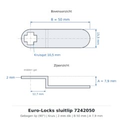 Euro-Locks sluitlip 7242050 - Technische tekening
